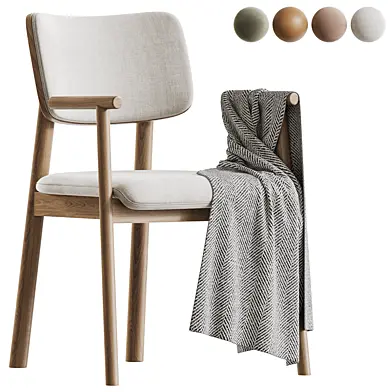 Household White Wax Solid Wood Veneer Minimalist Chair
