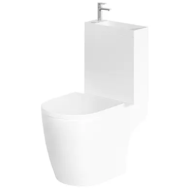 Harbour Clarity 2 in 1 Wash Basin & Close Coupled Open Back Toilet with Soft Close Seat