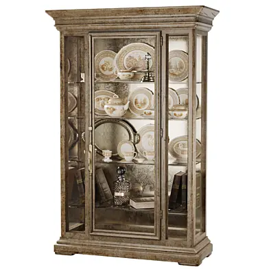 Display cabinet with vintage dishes
