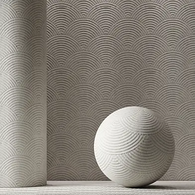 Curved decorative plaster / under the comb