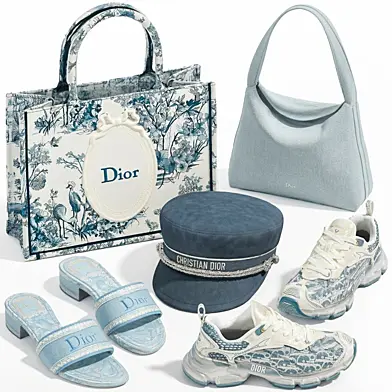 Decorative set minimalism shoes women's slippers Christian Dior sneakers bag cap hat. Collection 198.