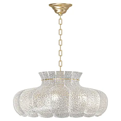American Solid Brass Clear Glass Petal Pendant Lamp