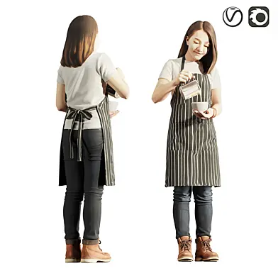Realistic Female Barista Character