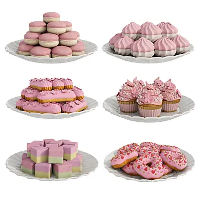 Pink desserts 6 kinds
