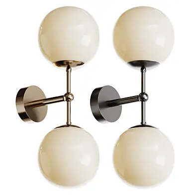 Wall sconce with two white glass