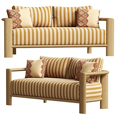 Almond Teak Sofa 2 Seater