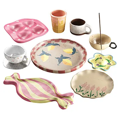 Handmade ceramic decorative set