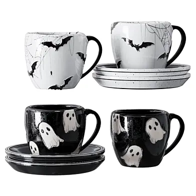 Autumn Halloween Cup Set Bat & Ghost