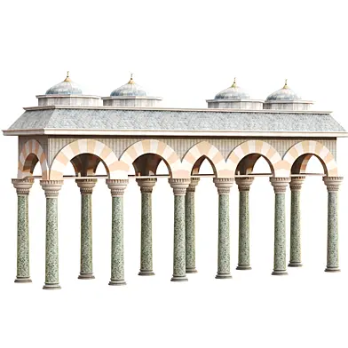 Historic Islamic Colonnade Walkway with Domes 3D Model 1254