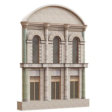 Classic Islamic Multi-Window Facade and Wall 3D Model 1256