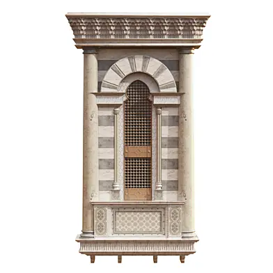Classic Islamic Single Arch Window and Balustrade 3D Model 1261