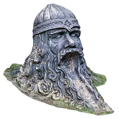 Street sculpture of a hero's head