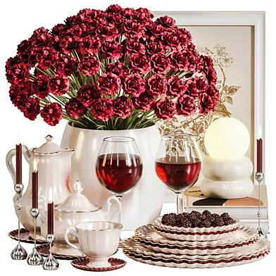 Classic Table setting set 07 with bouquet