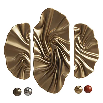 Modern Fluid Brass Metal Wall Decor Triptych 21