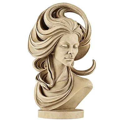 Elegant Flowing Hair Female Bust Sculpture