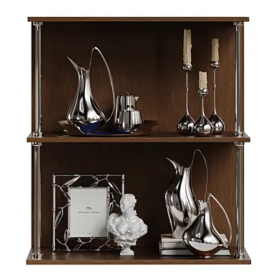 Wooden shelf with Georg Jensen's pitchers