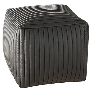 Square leather pouf