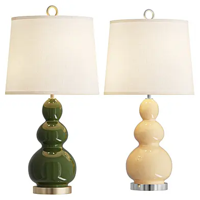 Burlap Shade Nautical Green Glass Lamp