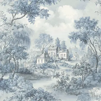 Toile de Jouy Scenic Mural Wallpaper (Vintage Landscape)