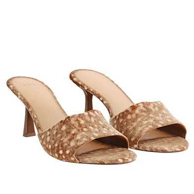 Bambi-fur leather heeled sandal