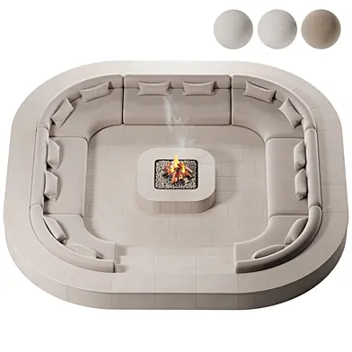 Square campfire seating area with sofas Melody