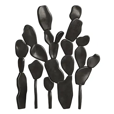 Modern Black Metal Cactus Floor Decor Set
