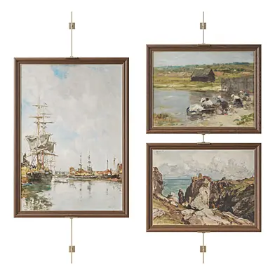 Set of classic paintings on brass art mount