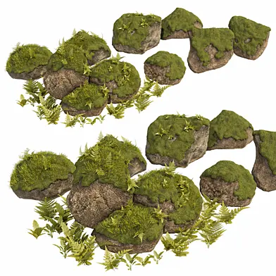 Mossy Natural Stones Modular Environment Set