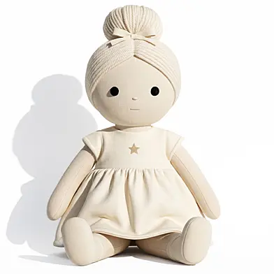 Children's toy doll girl in a dress for decoration and decor of a children's room. Set 32