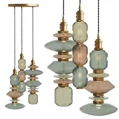 Modern Fluted Glass Bead Pendant Light Cluster 1316