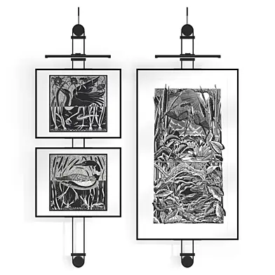 Set of three paintings on gallery hanging system No. 7