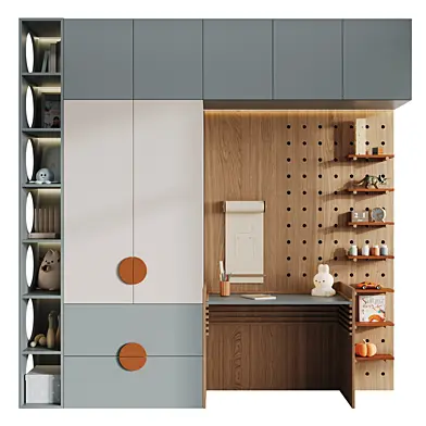 Children's modular wardrobe with a desk 19