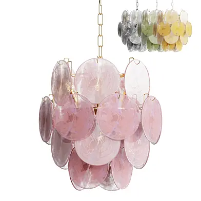 Liora Petite Disc Pink Glass Chandelier