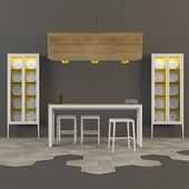 The composition of the bar table and sideboard