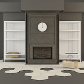 Modern fireplace and shelves