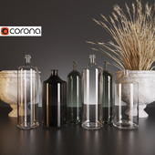A set of decorative bottles.