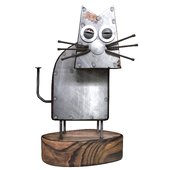 Homemade cat of nails and wood