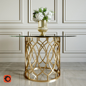 Salon Dining Table with Glass Top, Bernhardt, Flowers