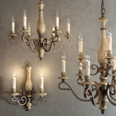 Mallory 9 light chandelier, 6 light chandelier, 2 light wall lamp
