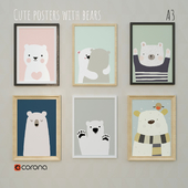 Posters in the nursery with bears