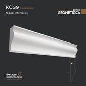 Gypsum cornice - KCG9. Dimensions (50x165x1000). Exclusive series of decor "Geometrica".