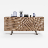 VIG_Modrest_Finley_Walnut_Buffet 4 Doors W / Interior Shelves Modern Contemporary