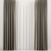 Brown curtains with tulle.