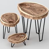 Coffee tables made of slab.