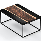 Coffee table made of slab and metal.