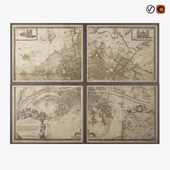 Restoration Hardware1672 Plan De Paris Four-Panel Map
