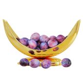 Plums in a Beautiful Golden Vase