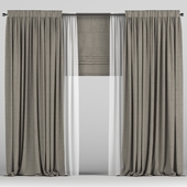 Curtains with tulle and roman blinds