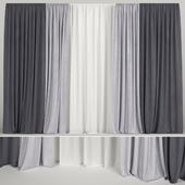 Wide curtains with tulle in two colors