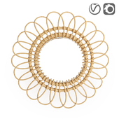 Nogu Flower Shaped Rattan Mirror